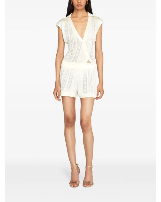 Donde Esteban White Cream Pattern Shorts