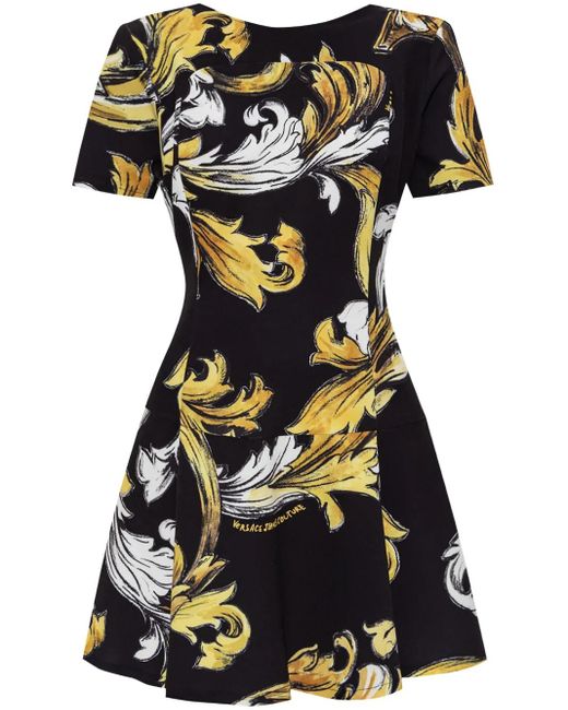 Versace Jeans Couture Black Barocco Mini Dress