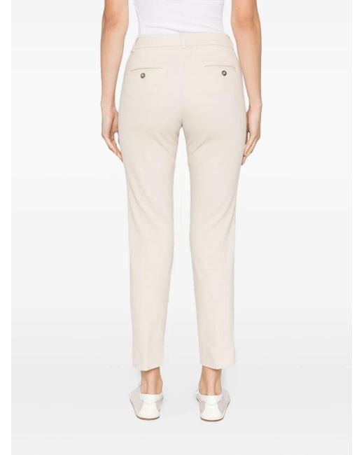 Peserico White Logo-Detail Cotton Trousers