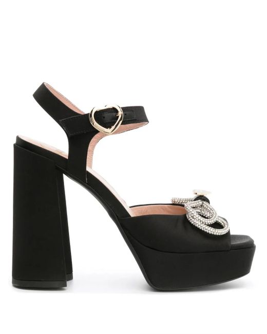 Love Moschino Black 130Mm Crystal-Embellished Bow Sandals