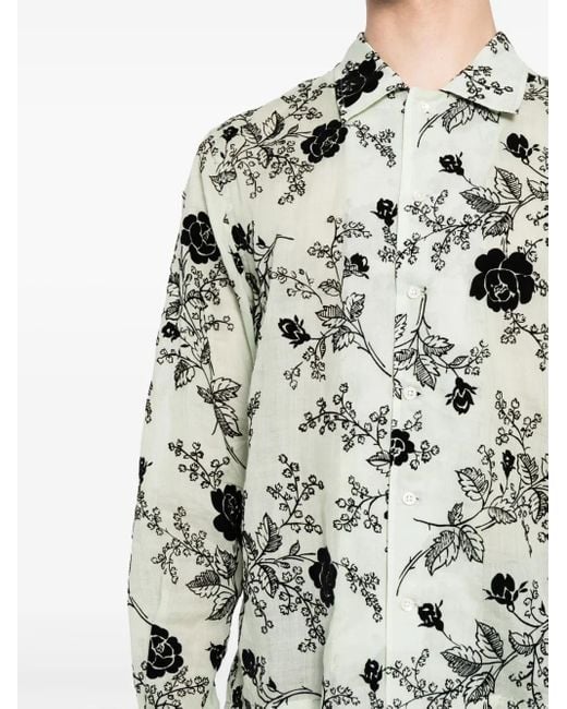 Bode Green Sweetunia-Print Flocked Shirt for men