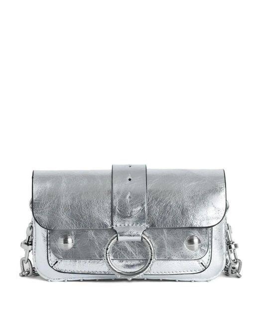 Zadig & Voltaire Gray Metallic Leather Crossbody Bag