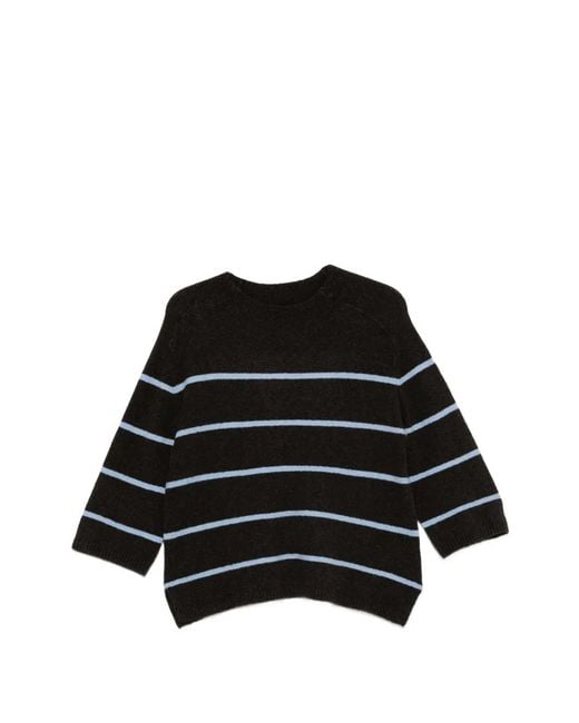 Yerse Black Pull Rayé À Manches Trois Quarts