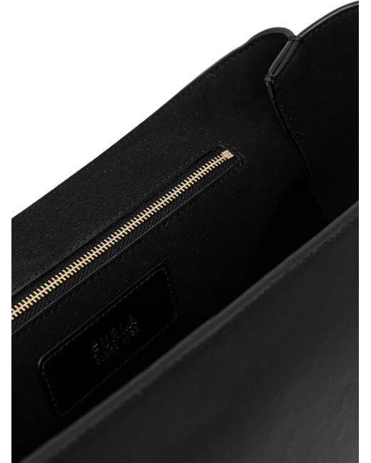 Furla Black Flap-Front Ring-Detail Tote Bag