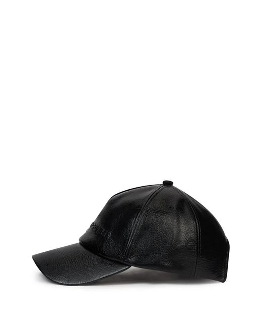 Karl Lagerfeld Black Logo-Embossed Cracked-Effect Cap for men