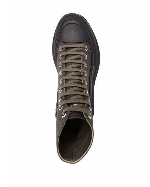 Alexander McQueen Leer Sneakers Met Chunky Zool in het Groen voor heren -  Lyst
