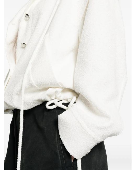 Blumarine White Hooded Bouclé Jacket