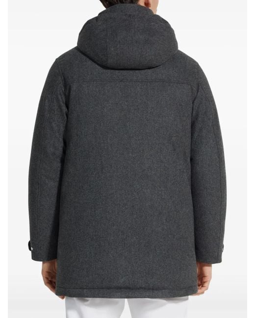 Zegna Gray Wool Padded Jacket for men