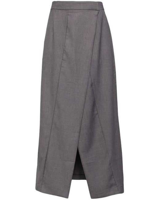 B+ AB Gray Front Slit Midi A-Line Skirt