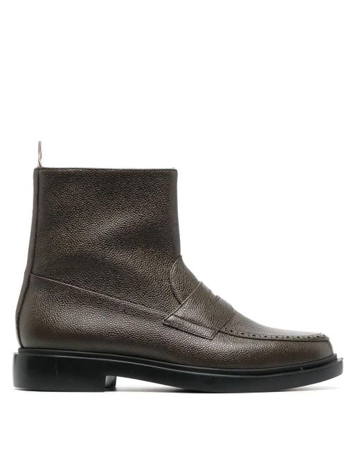 メンズ Thom Browne レザーアンクルブーツ Brown