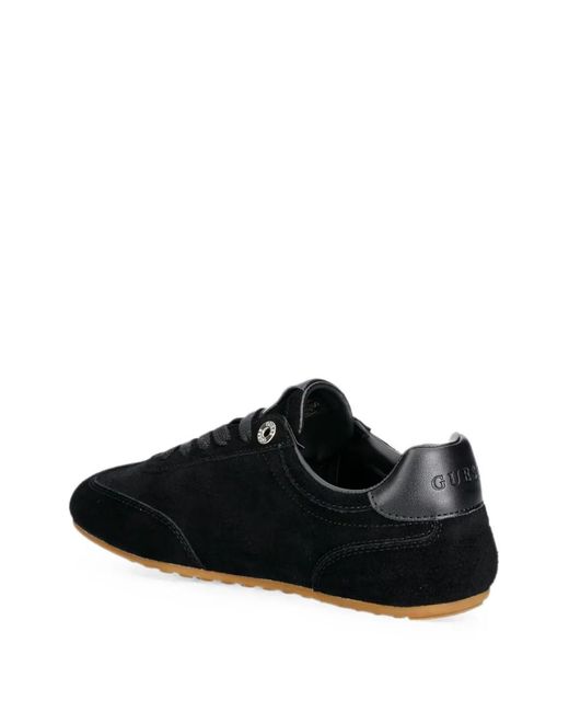 Guess Black Suede Logo-Patch Sneakers