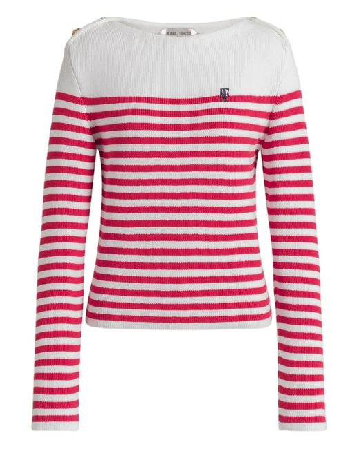 Pull Rayé À Boutonnière Latérale Alberta Ferretti en coloris Red