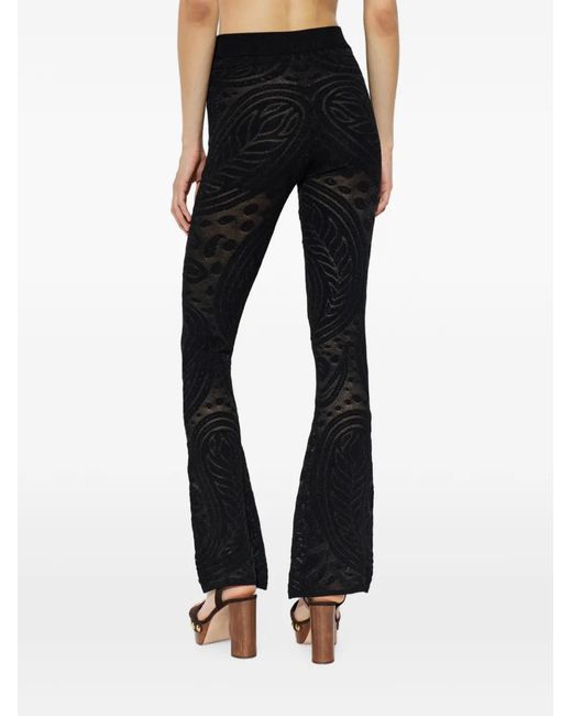 Etro Black Paisley-Pattern Flared Trousers