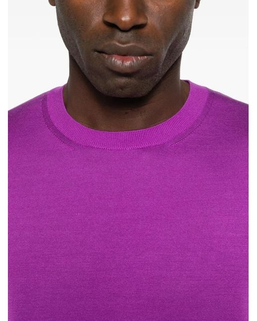 Tom Ford Purple Silk Crewneck Sweater for men