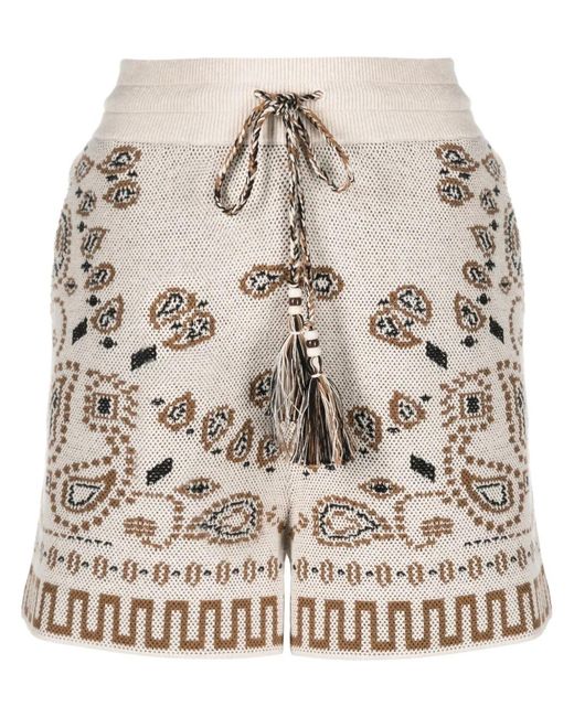 Alanui Natural Bandana-Jacquard Cotton-Piqué Shorts