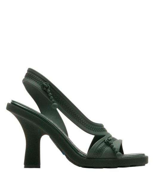 Burberry Green Decorative Zip-detailing Strappy Sandals