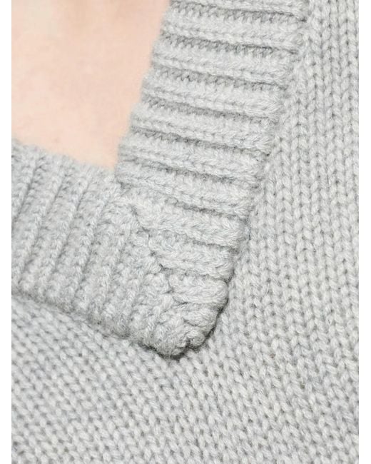 Lisa Yang White Dan V-Neck Knitted Sweater for men