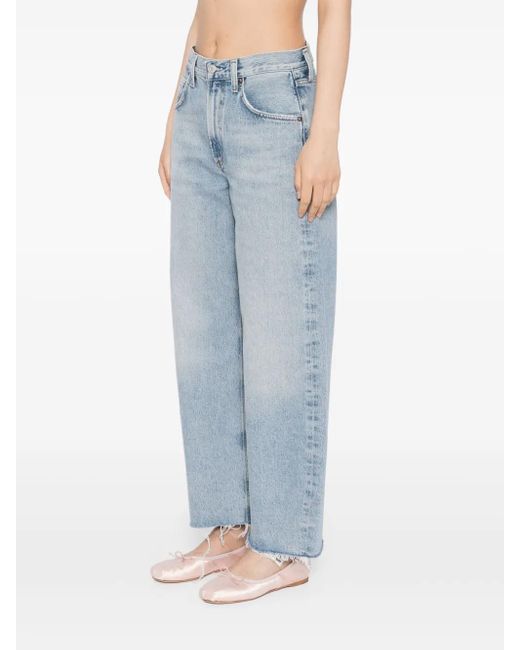 Agolde Blue Low Curve Fray Jeans