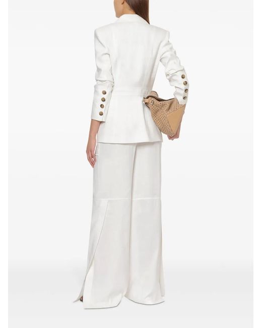 Alberta Ferretti White Double-Breasted Blazer