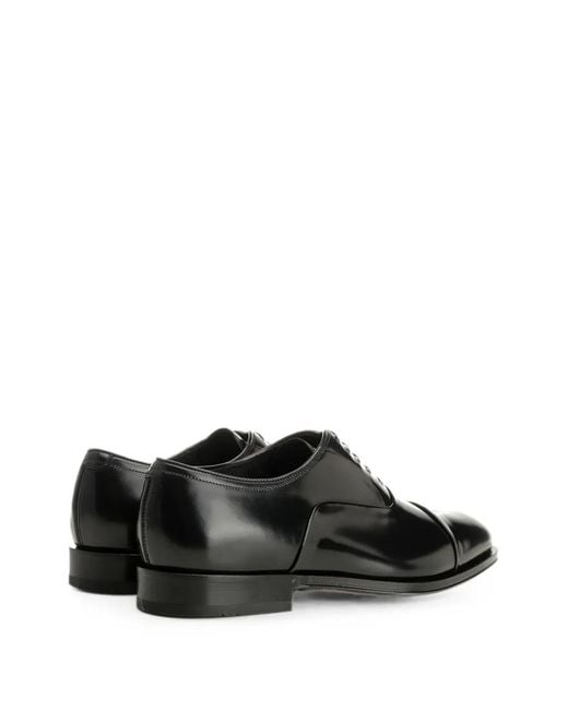 Ferragamo Black Leather Oxford Shoes for men