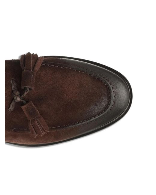 Corvari Brown Tassel Suede Loafers for men