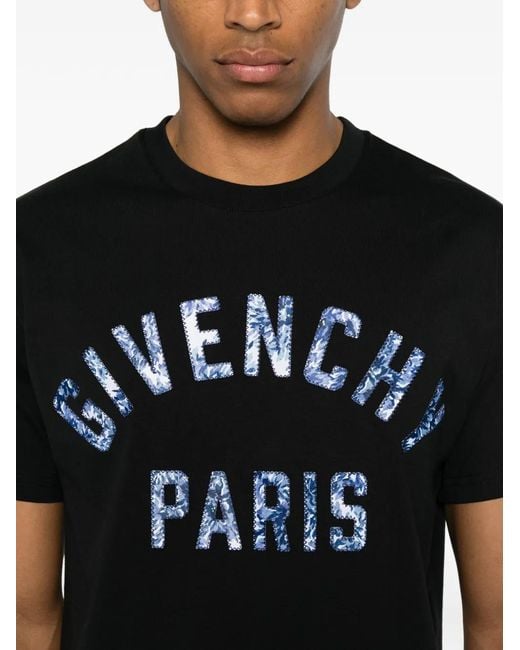 Givenchy Black Logo-Appliqué T-Shirt for men