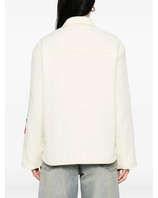 SUSANNA BLU White Crisantemo Button Jacket