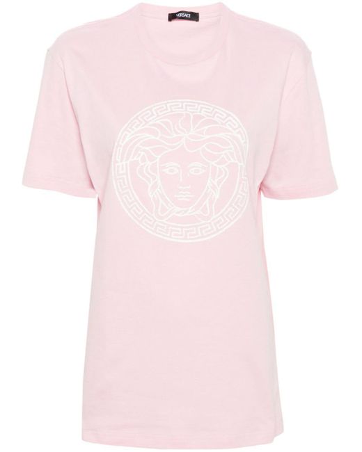 T-shirt à imprimé Medusa Head Versace en coloris Pink