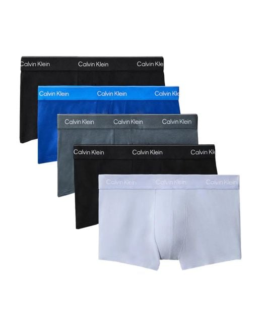 Calvin Klein Blue Cotton Boxer Briefs (Pack Of Five) for men