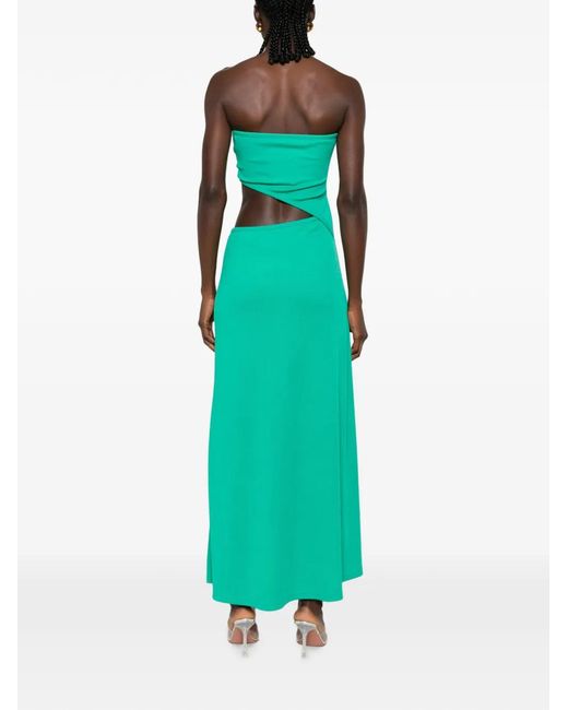 Christopher Esber Green Crystal-Pendant Strapless Maxi Dress