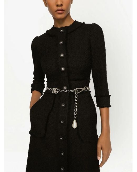 Dolce & Gabbana Black Raschel Tweed Midi Dress