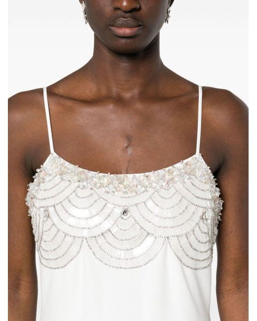 Amen White Crystal-embellishment Crepe Maxi Dress