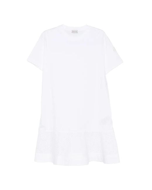 Moncler White Ruffled-Hem Mini Dress