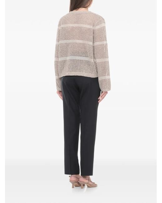 Panicale White Sequined Perforated-Design Sweatshirt