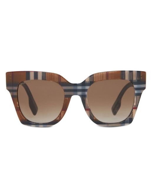 Burberry Brown Check Square-frame Sunglasses