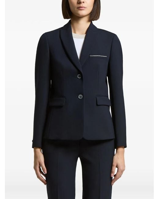 Peserico Blue Bead-Embellished Single-Breasted Blazer