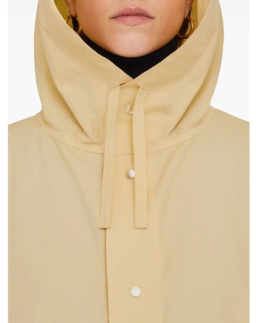 Jil Sander Natural Logo Print Drawstring Coat