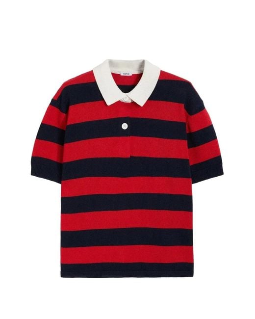 Aspesi Red Striped Short-Sleeve Polo Shirt