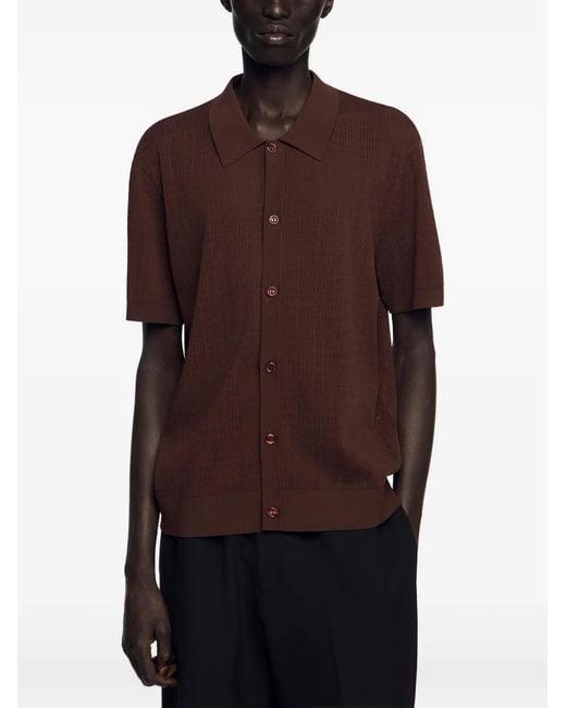 Sandro Brown Openwork Shirt for men