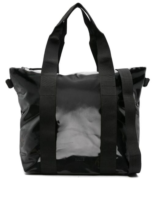 Rains Black Mini Logo-debossed Tote Bag