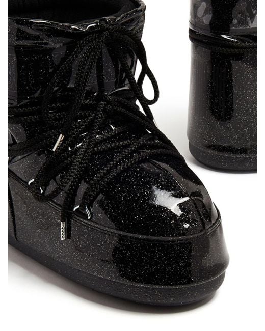 Moon Boot Black Icon Low Stiefel mit Glitter