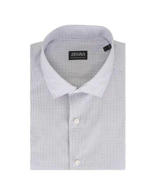 Zegna Gray Checked-Pattern Shirt for men