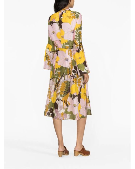 LaDoubleJ Pink Casanova Floral-Print Midi Dress
