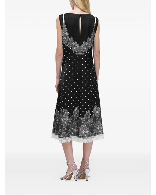 Marc Jacobs Black Polka Dot Lace-Detail Midi Dress