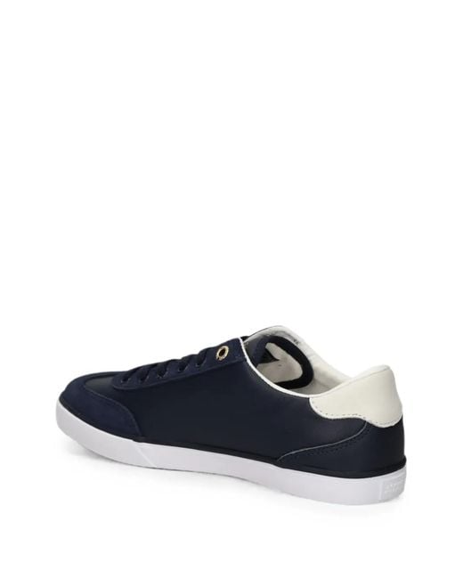 Tommy Hilfiger Blue Logo-Plaque Suede-Panel Sneakers