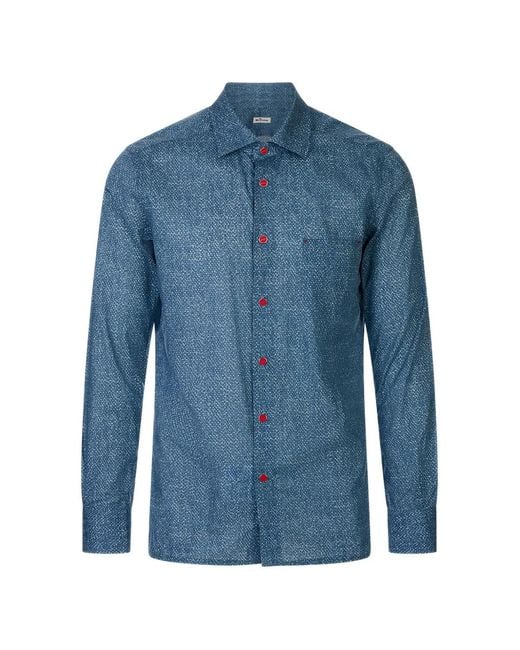 Kiton Button-Up Overhemd Met Print in het Blue voor heren