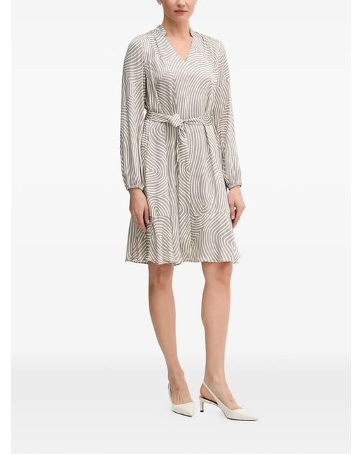 MARC AUREL Natural Robe Imprimée À Taille Ceinturée Et Motifs