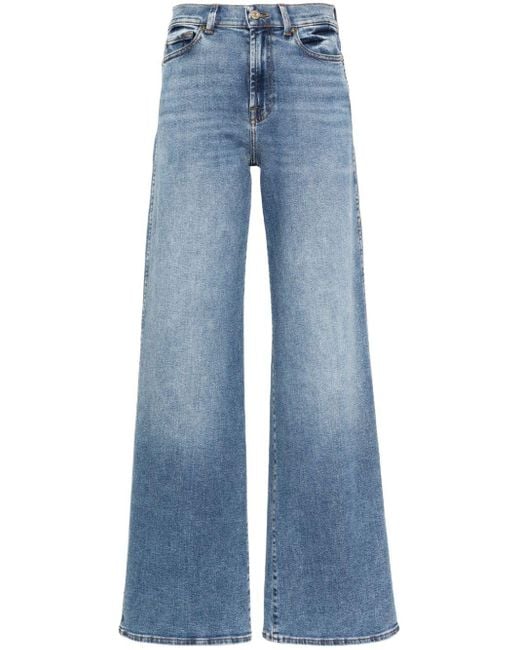 7 For All Mankind Blue Lotta High-Rise-Jeans mit weitem Bein
