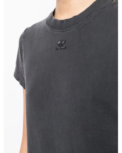 T-Shirt En Coton À Patch Logo Courreges en coloris Black