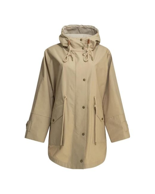 Moncler Natural Brunnera Hooded Drawstring Coat